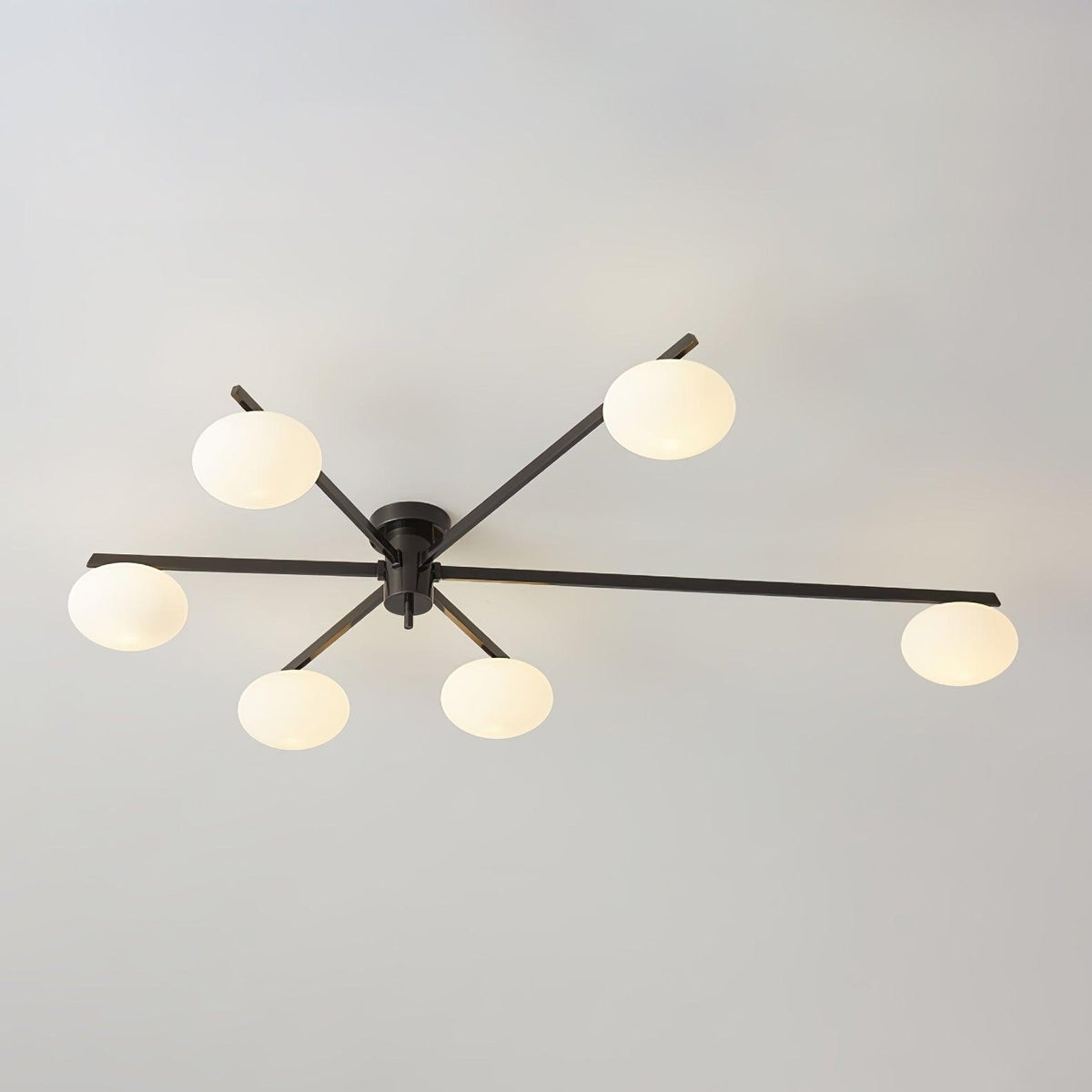 Sputnik Ceiling Light, Low Profile Oval Glass Flush Mount
