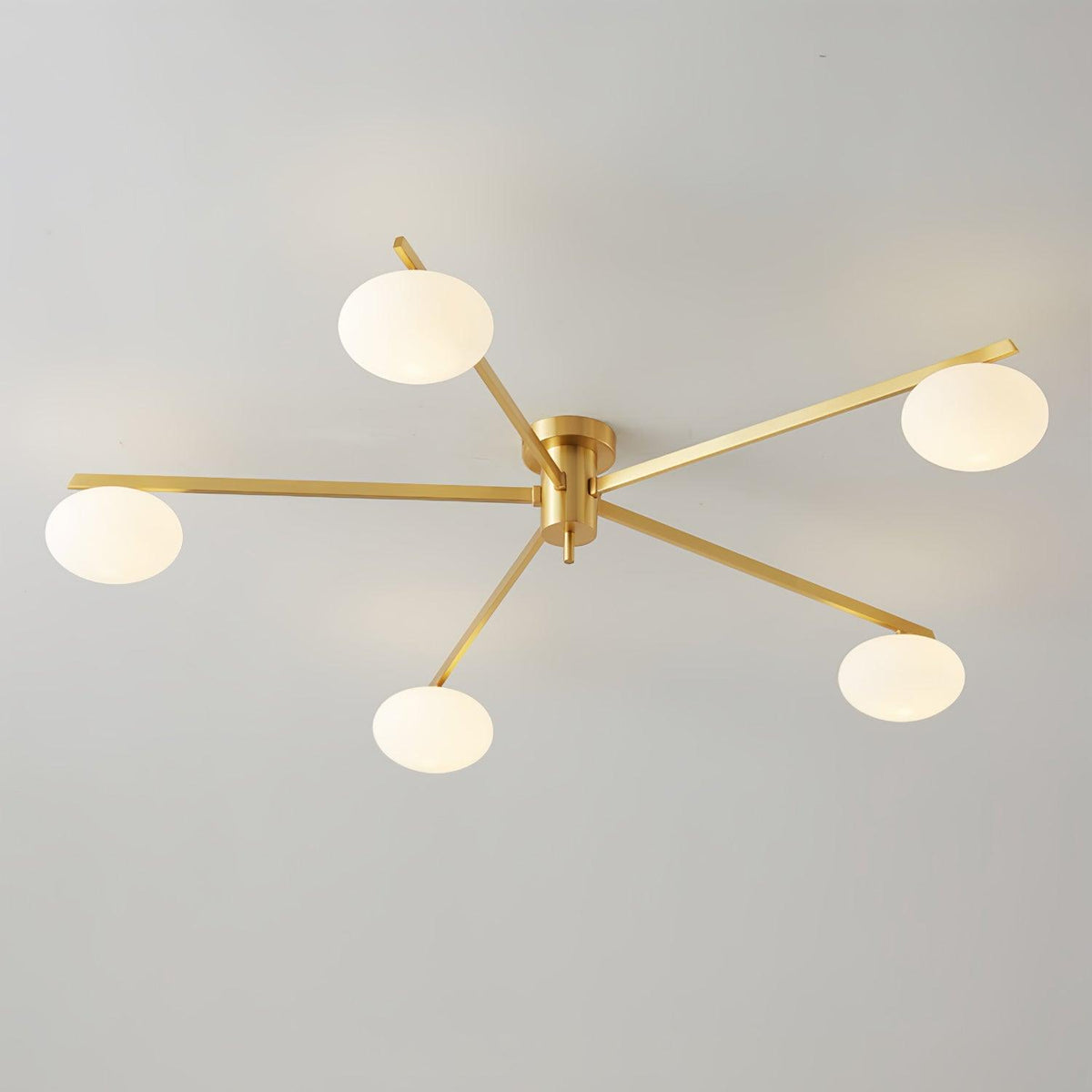 Sputnik Ceiling Light, Low Profile Oval Glass Flush Mount