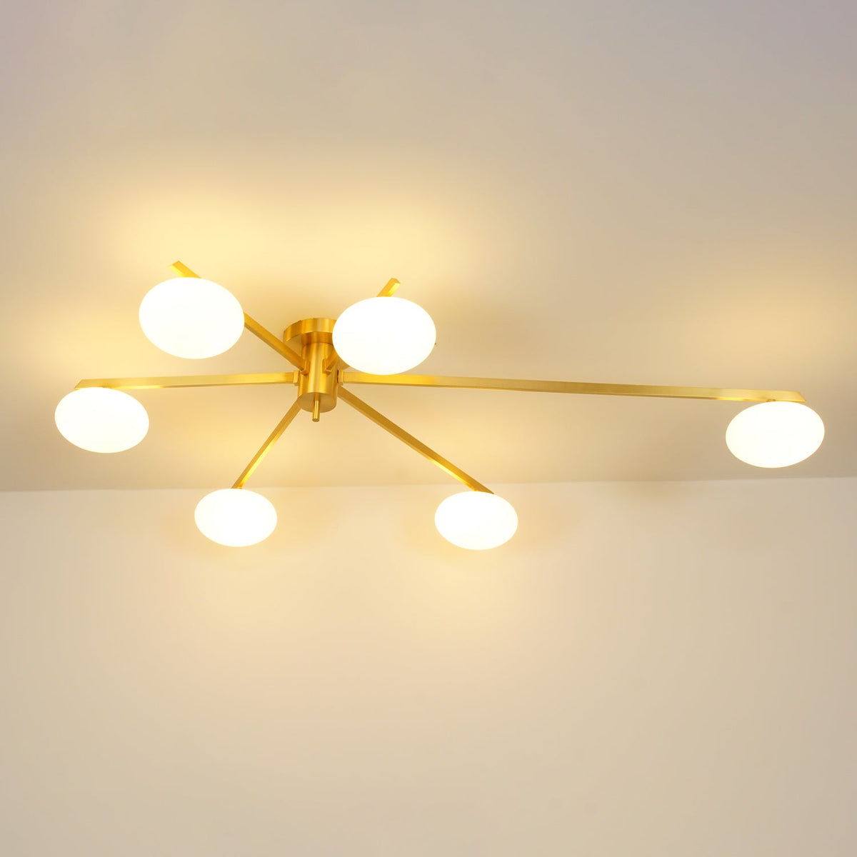 Sputnik Ceiling Light, Low Profile Oval Glass Flush Mount