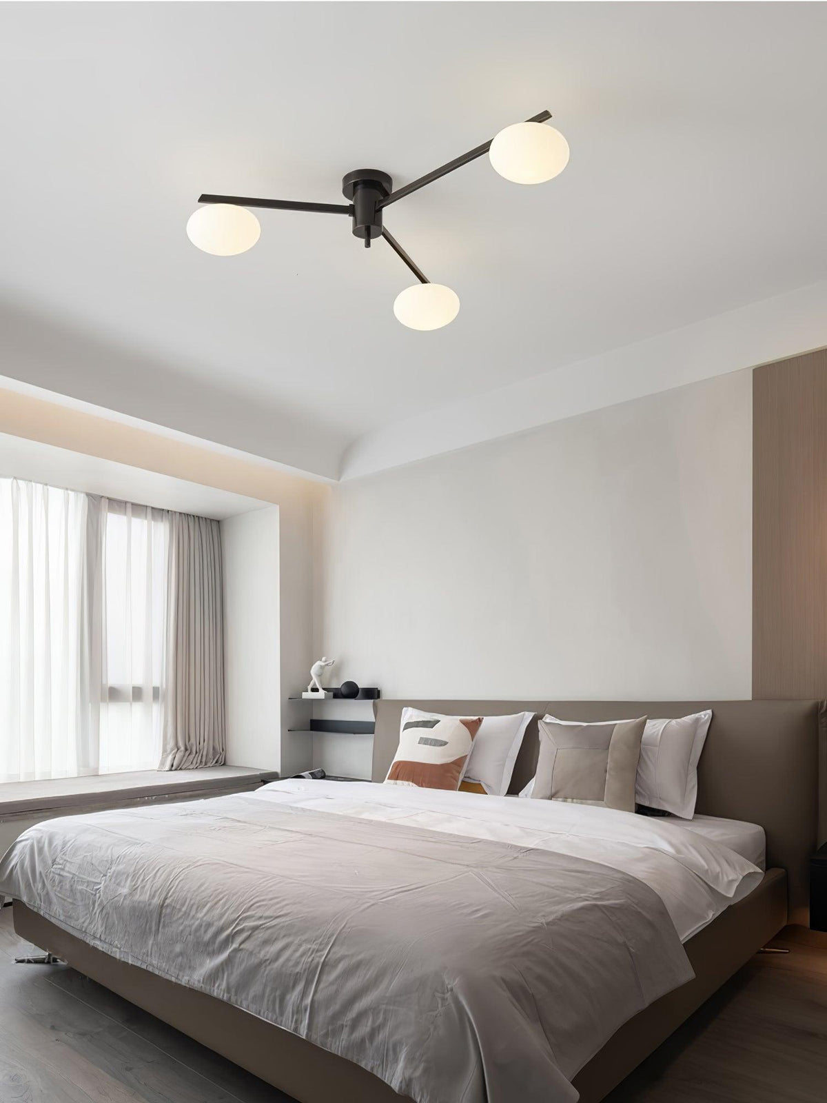 Sputnik Ceiling Light, Low Profile Oval Glass Flush Mount