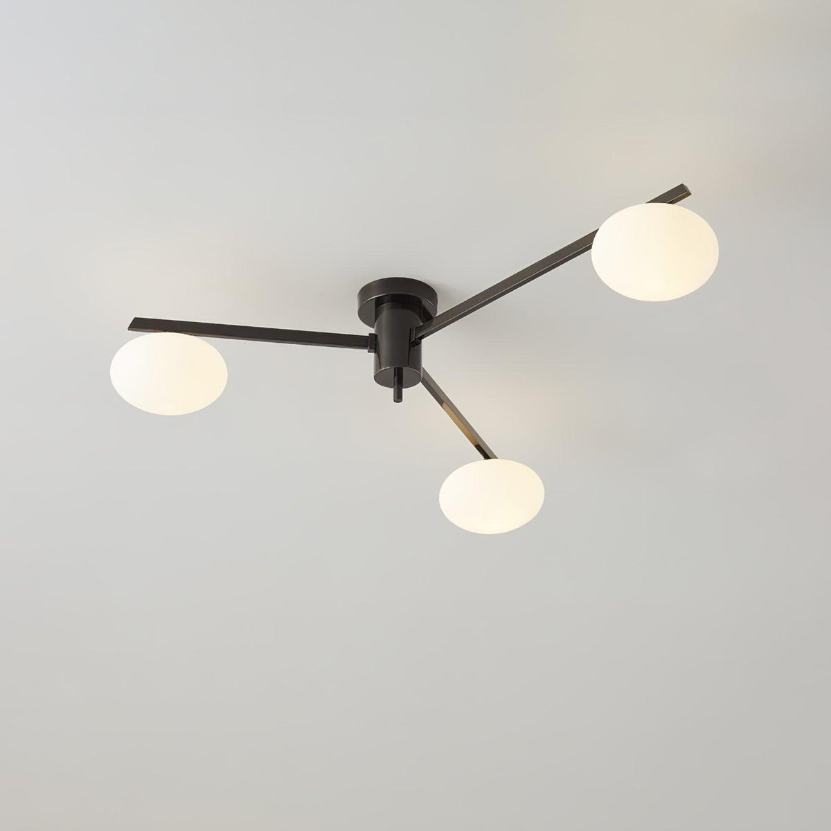 Sputnik Ceiling Light, Low Profile Oval Glass Flush Mount