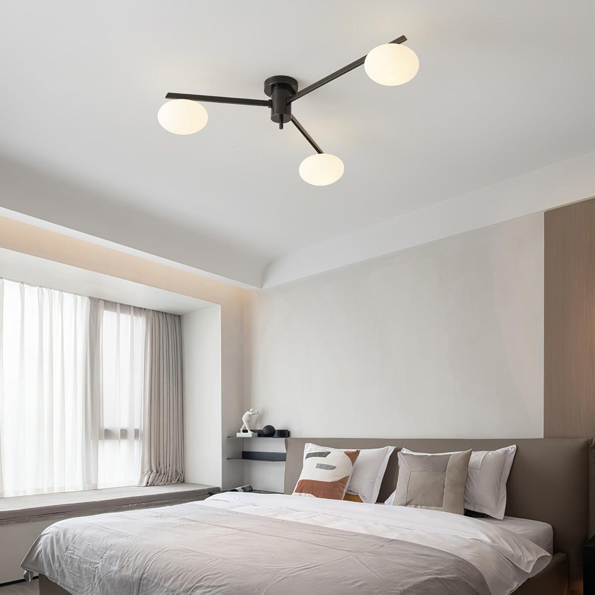 Sputnik Ceiling Light, Low Profile Oval Glass Flush Mount