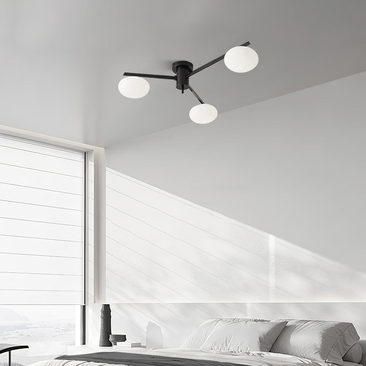 Sputnik Ceiling Light, Low Profile Oval Glass Flush Mount