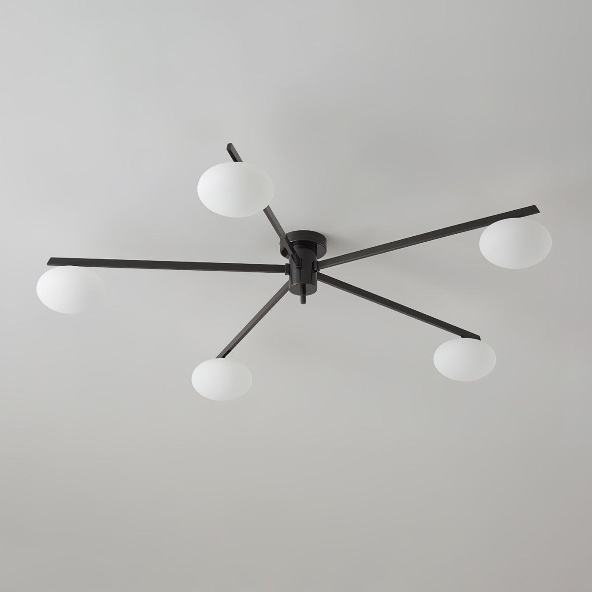 Sputnik Ceiling Light, Low Profile Oval Glass Flush Mount