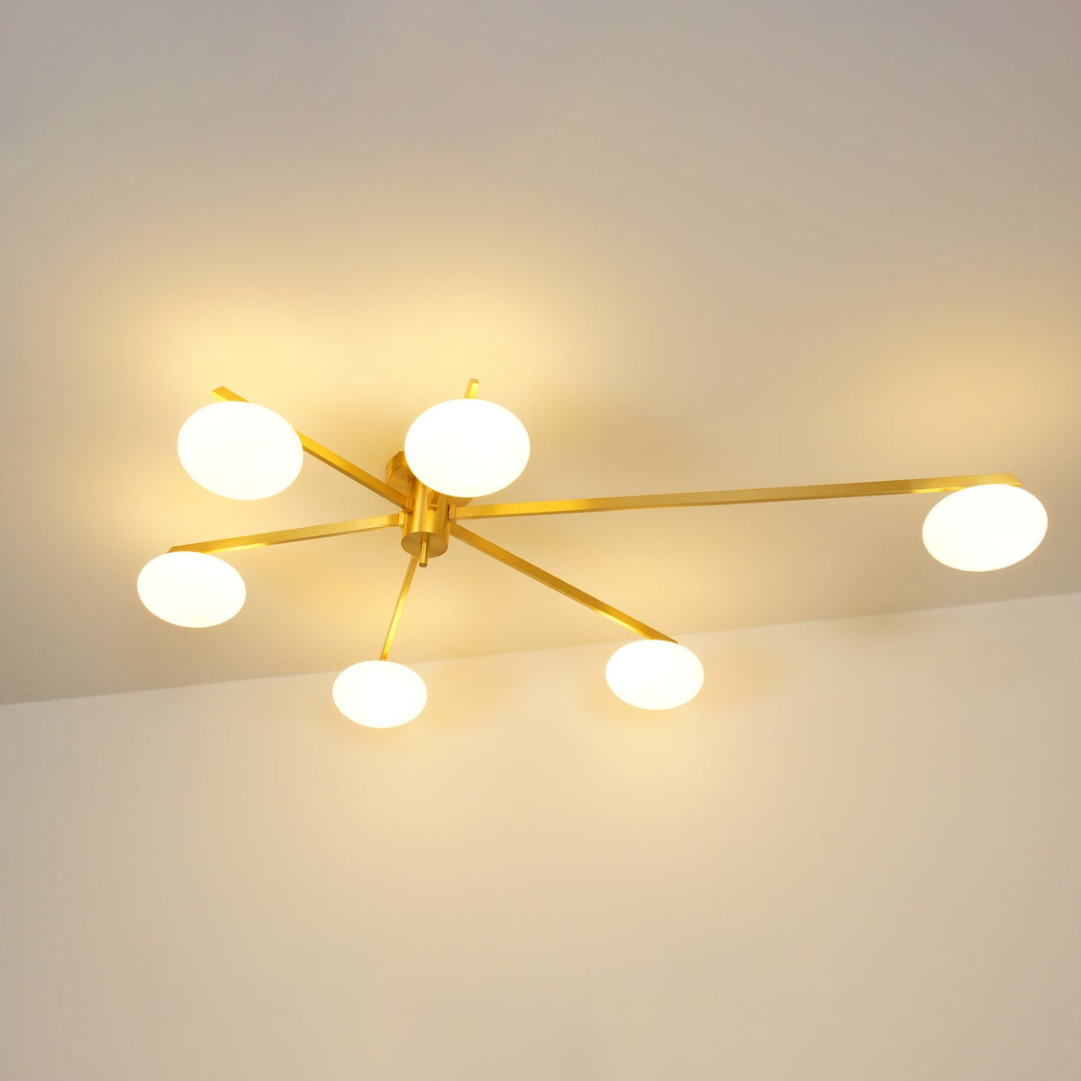 Sputnik Ceiling Light, Low Profile Oval Glass Flush Mount