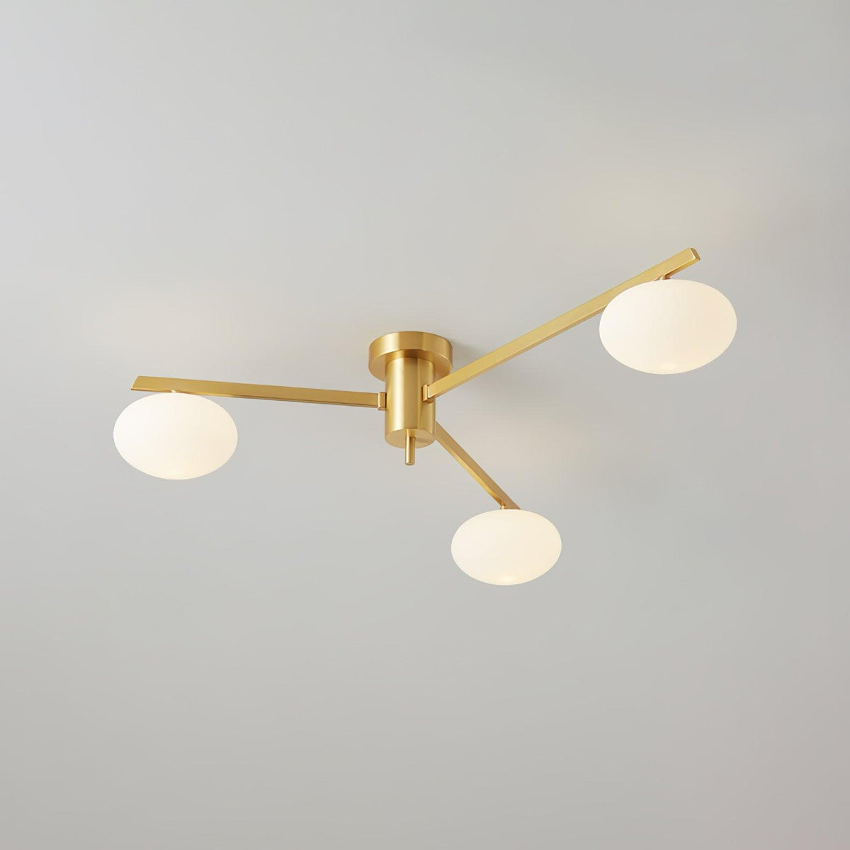 Sputnik Ceiling Light, Low Profile Oval Glass Flush Mount