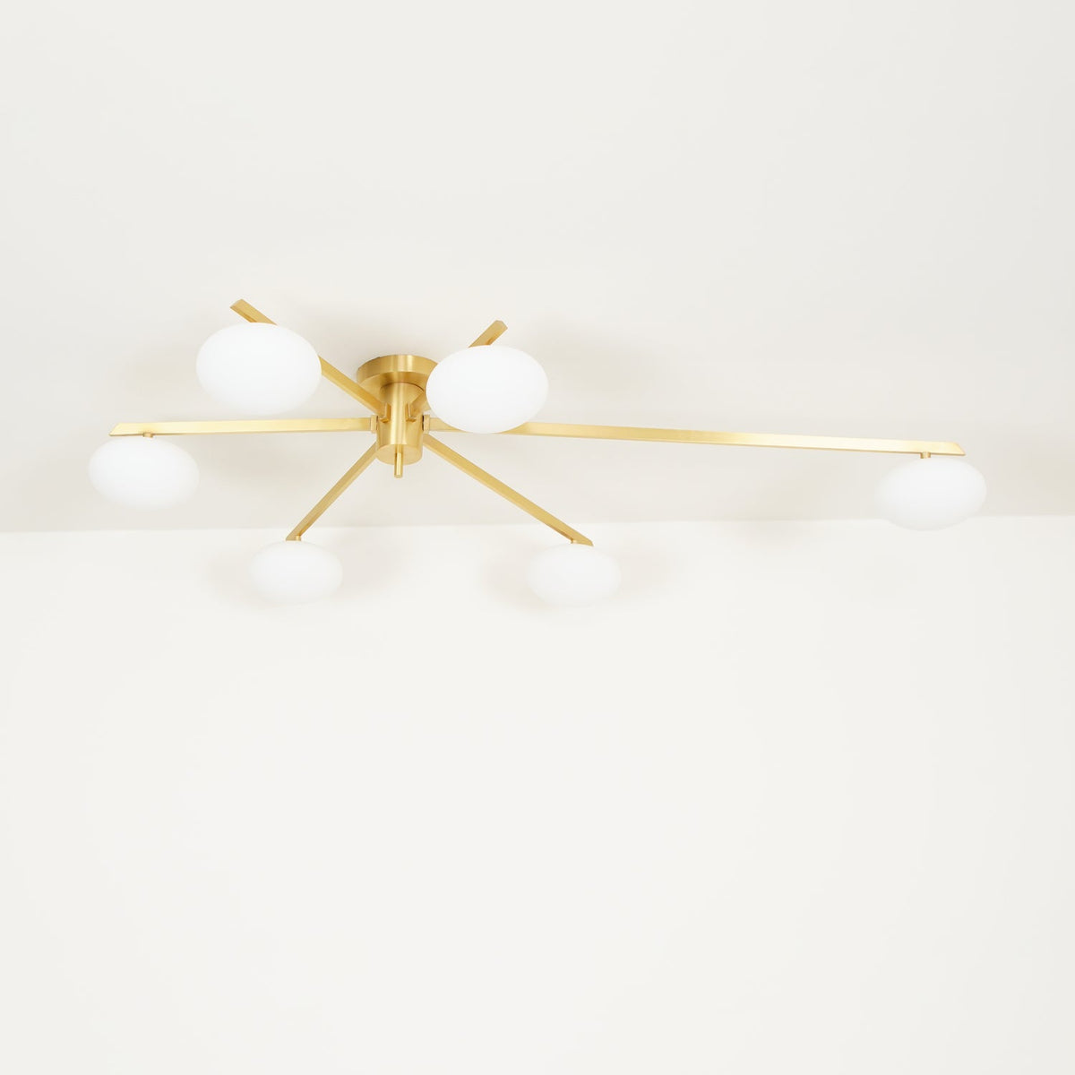 Sputnik Ceiling Light, Low Profile Oval Glass Flush Mount