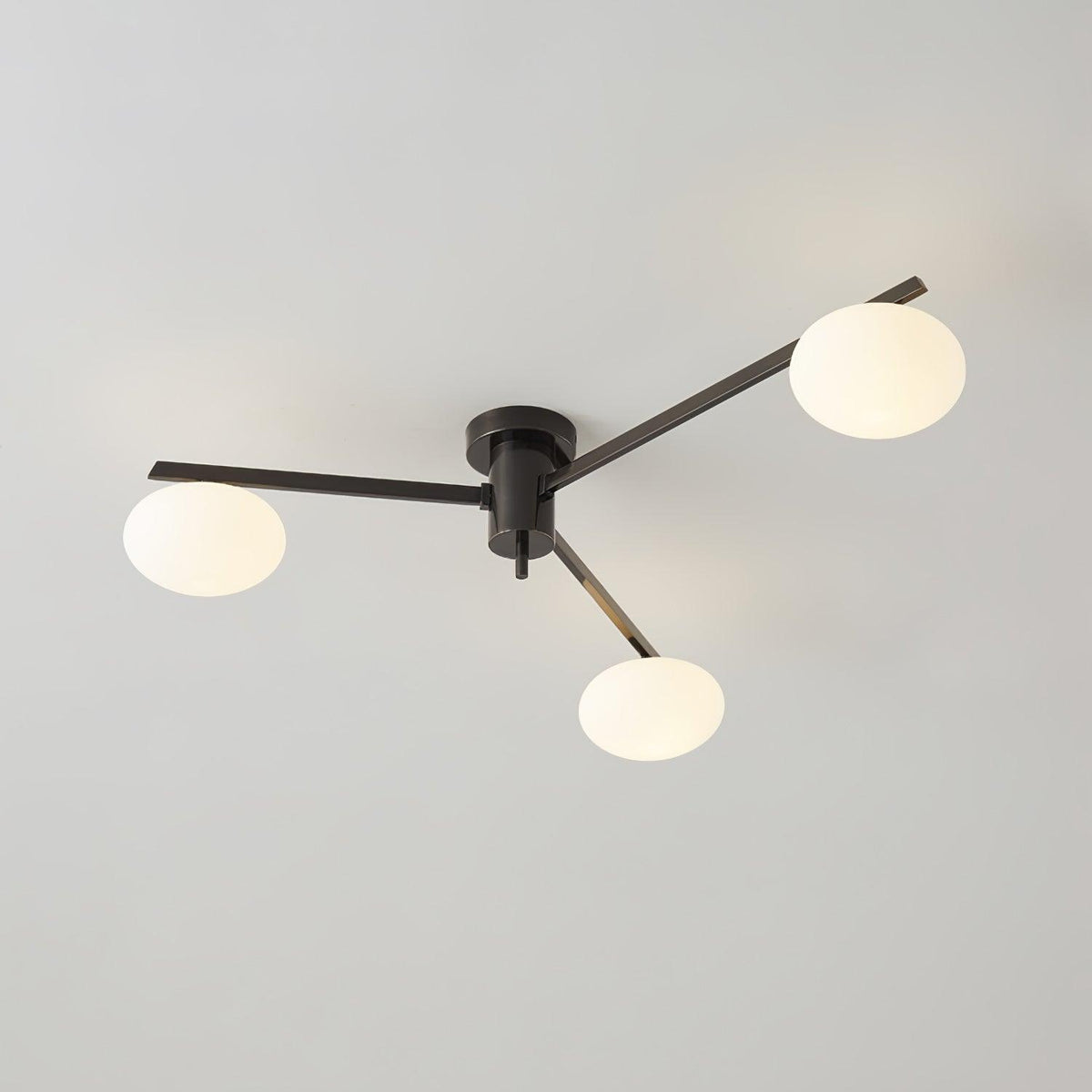 Sputnik Ceiling Light, Low Profile Oval Glass Flush Mount