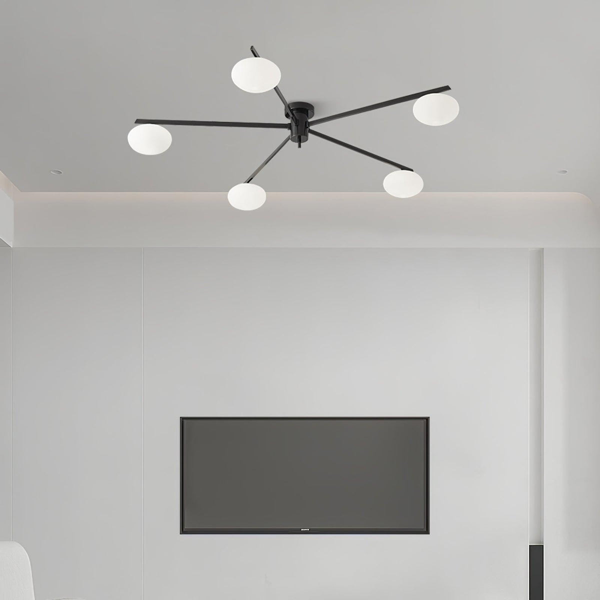 Sputnik Ceiling Light, Low Profile Oval Glass Flush Mount