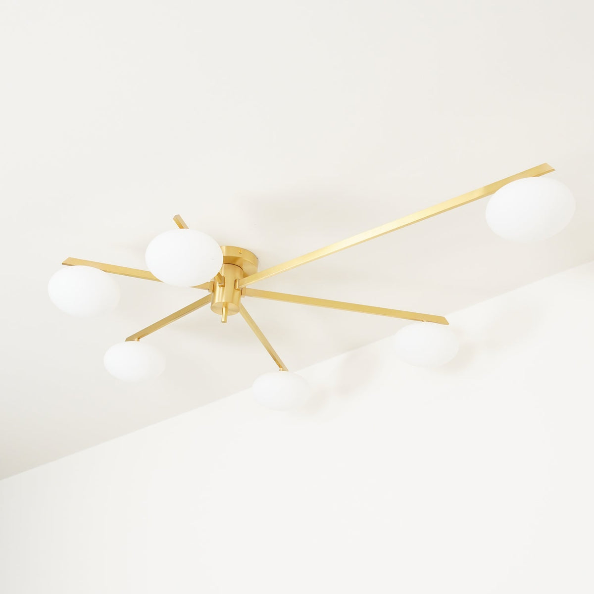 Sputnik Ceiling Light, Low Profile Oval Glass Flush Mount
