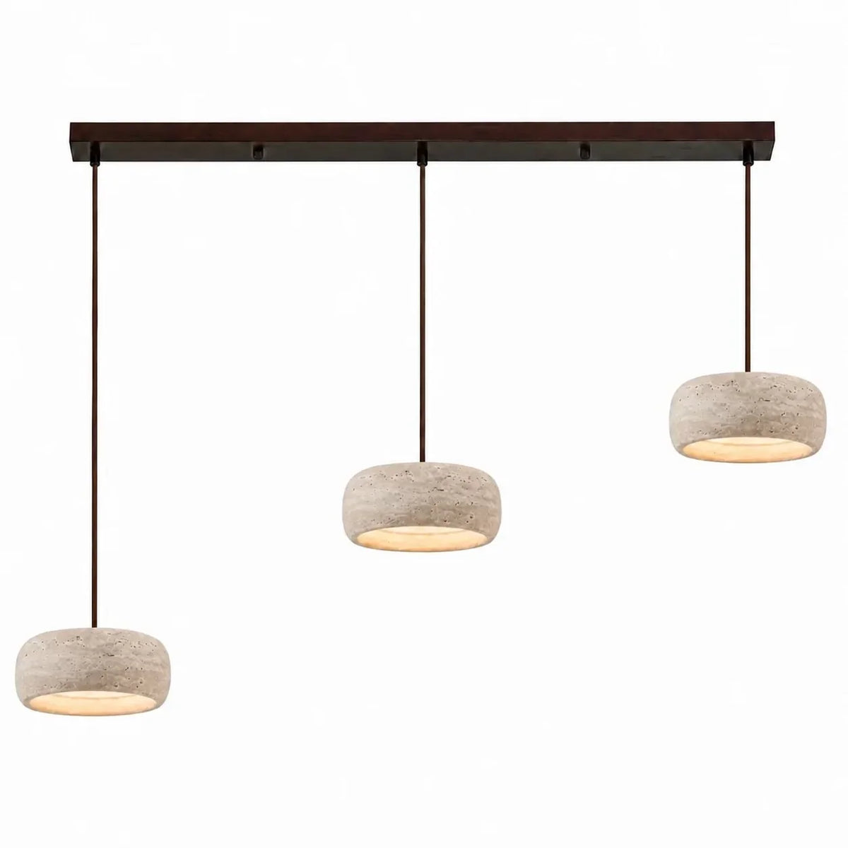 Travertine Pendant Light, Natural Stone 1, 2 or 3 Light