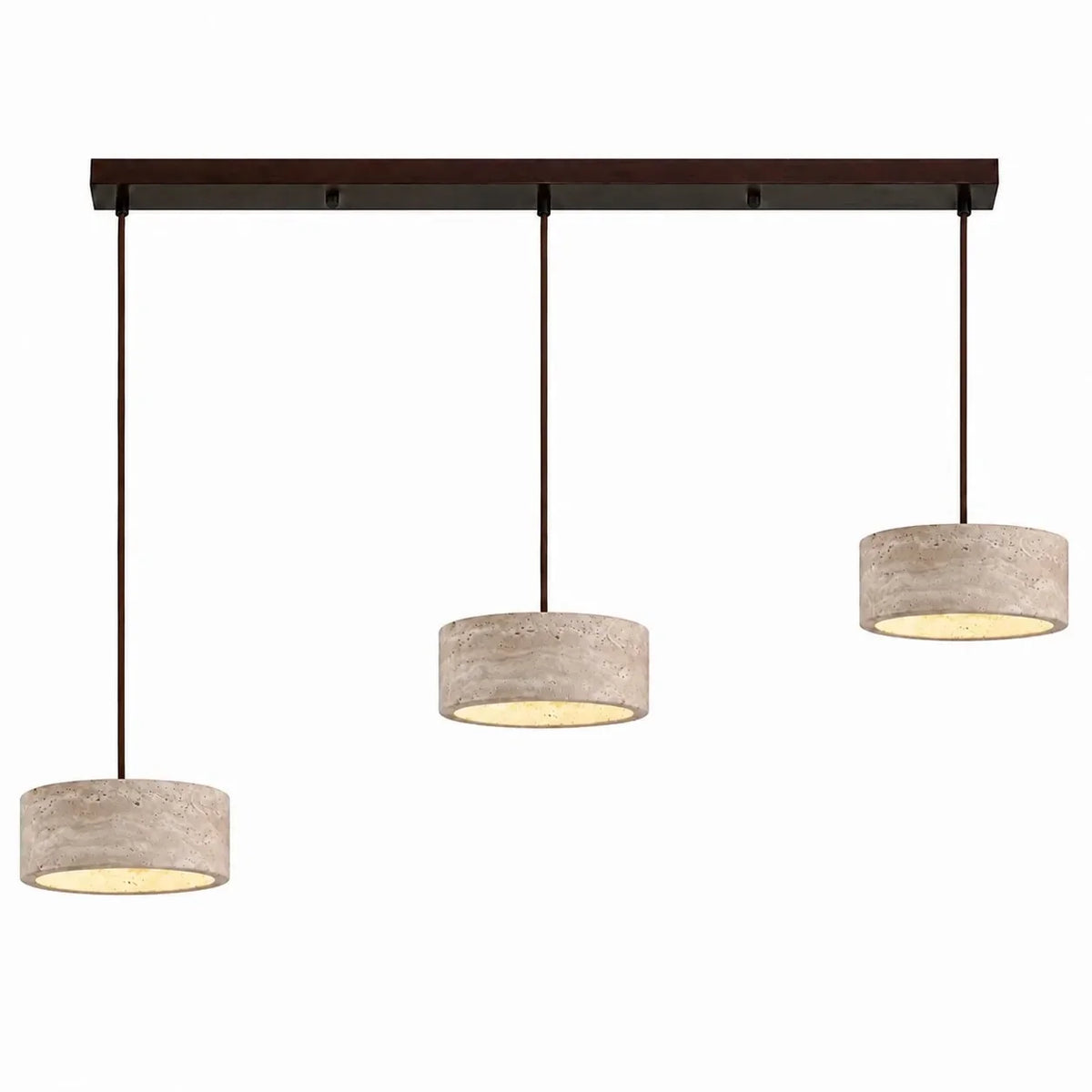 Travertine Pendant Light, Natural Stone 1, 2 or 3 Light