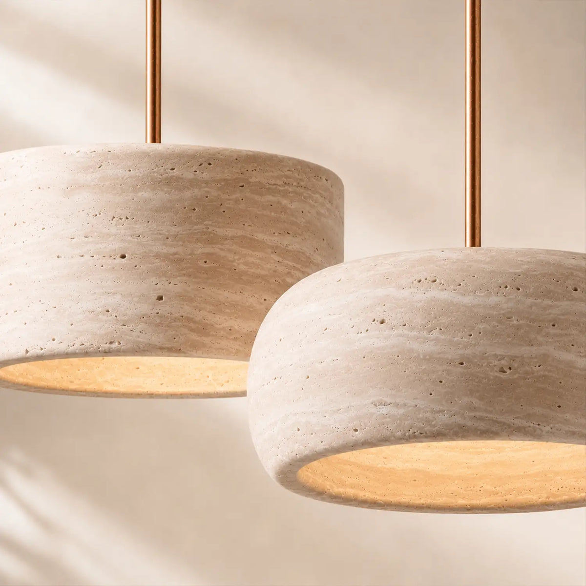 Travertine Pendant Light, Natural Stone 1, 2 or 3 Light