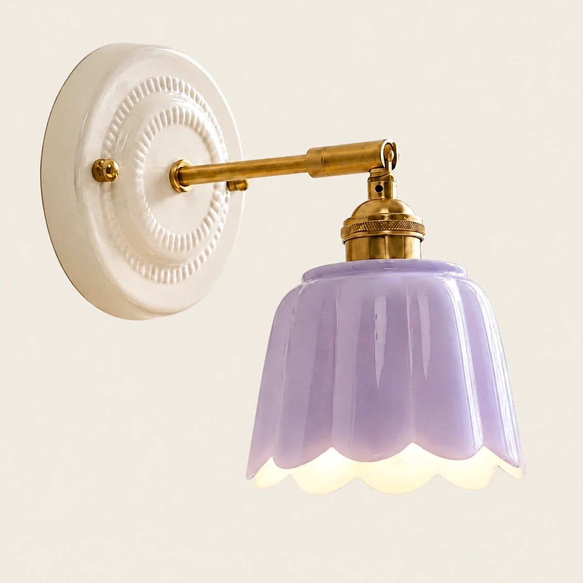 Ceramic Flower Wall Sconce, Vintage Brass, 1, 2 or 3 Light