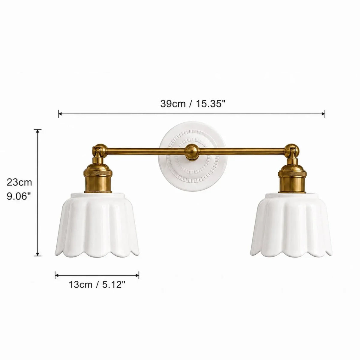 Ceramic Flower Wall Sconce, Vintage Brass, 1, 2 or 3 Light