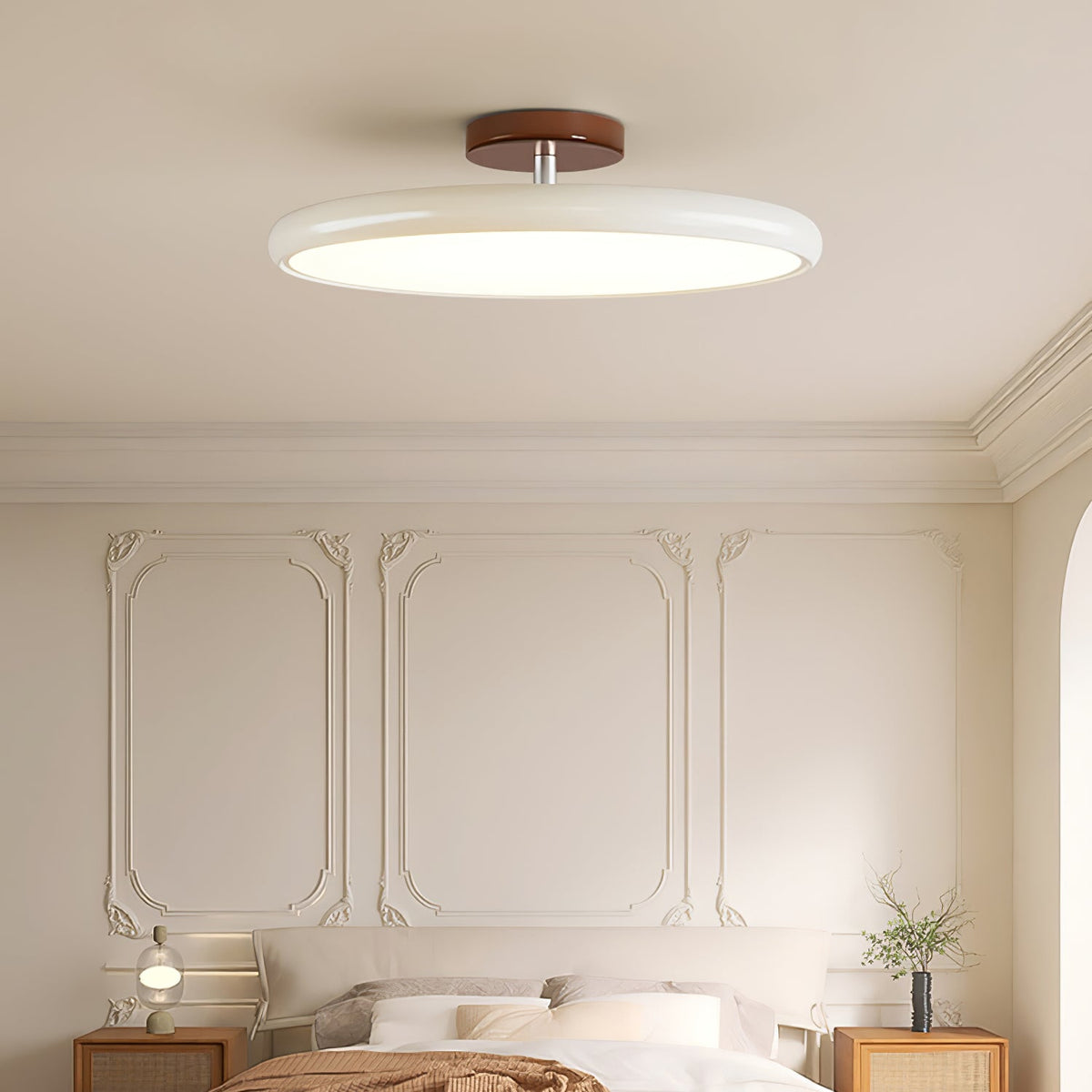 Bauhaus Swivel Arm Ceiling Light, Dimmable LED Disc Lamp