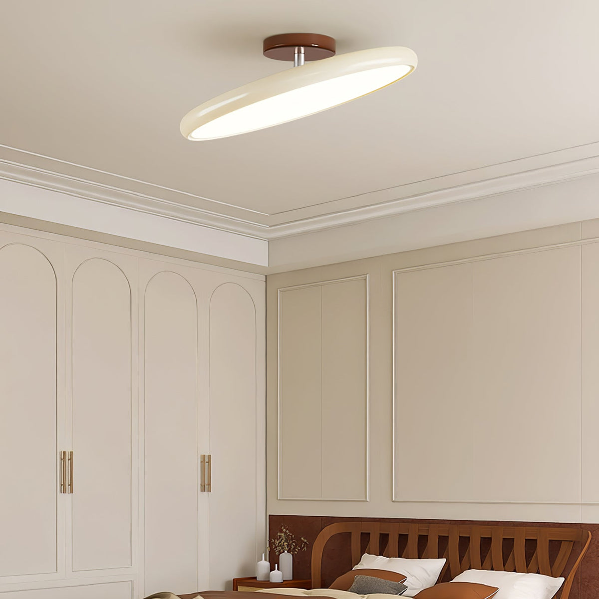Bauhaus Swivel Arm Ceiling Light, Dimmable LED Disc Lamp