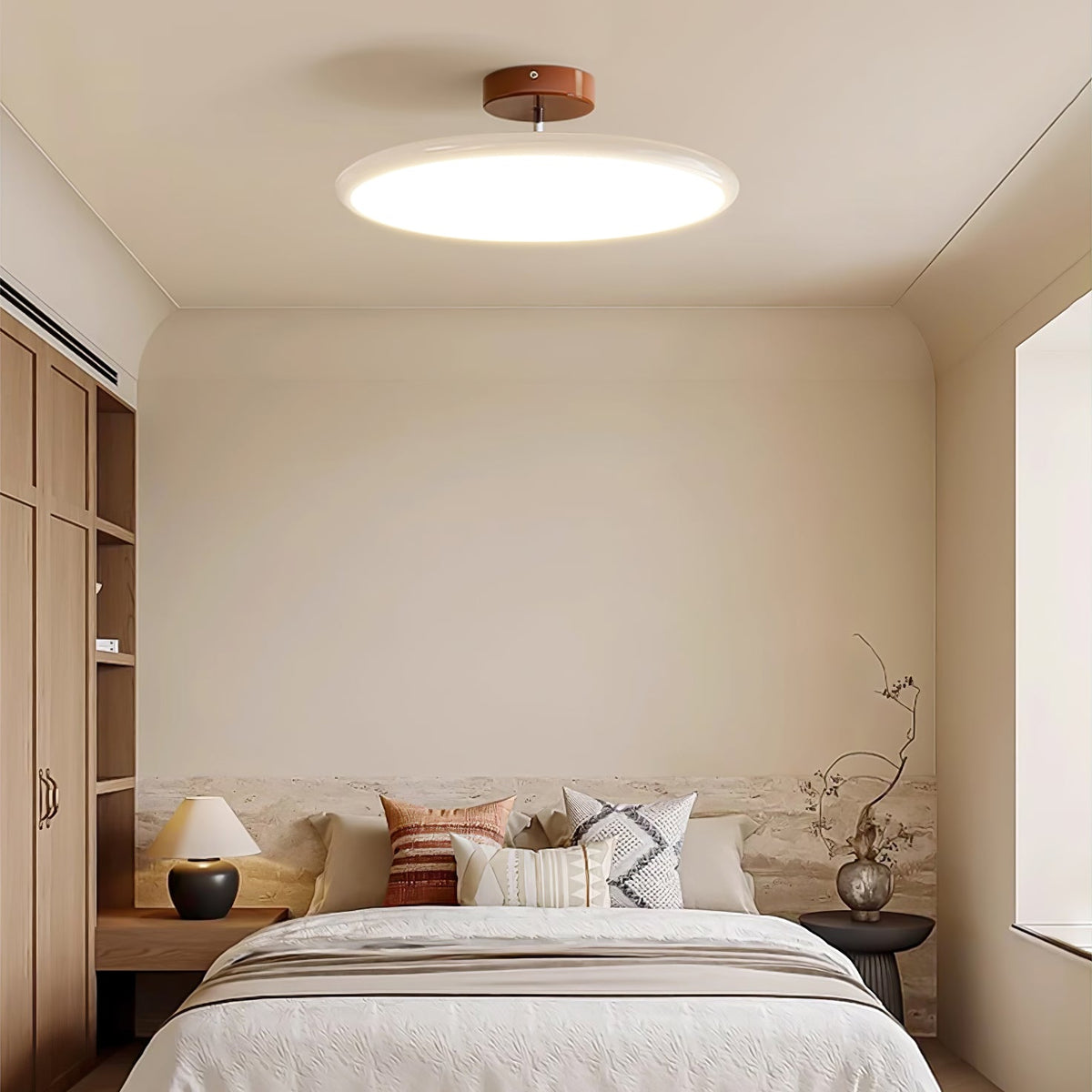 Bauhaus Swivel Arm Ceiling Light, Dimmable LED Disc Lamp