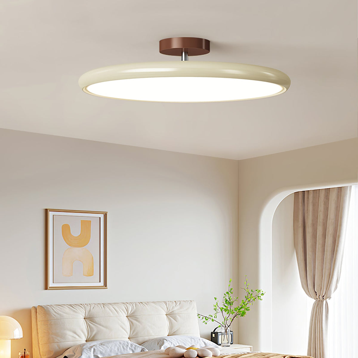 Bauhaus Swivel Arm Ceiling Light, Dimmable LED Disc Lamp
