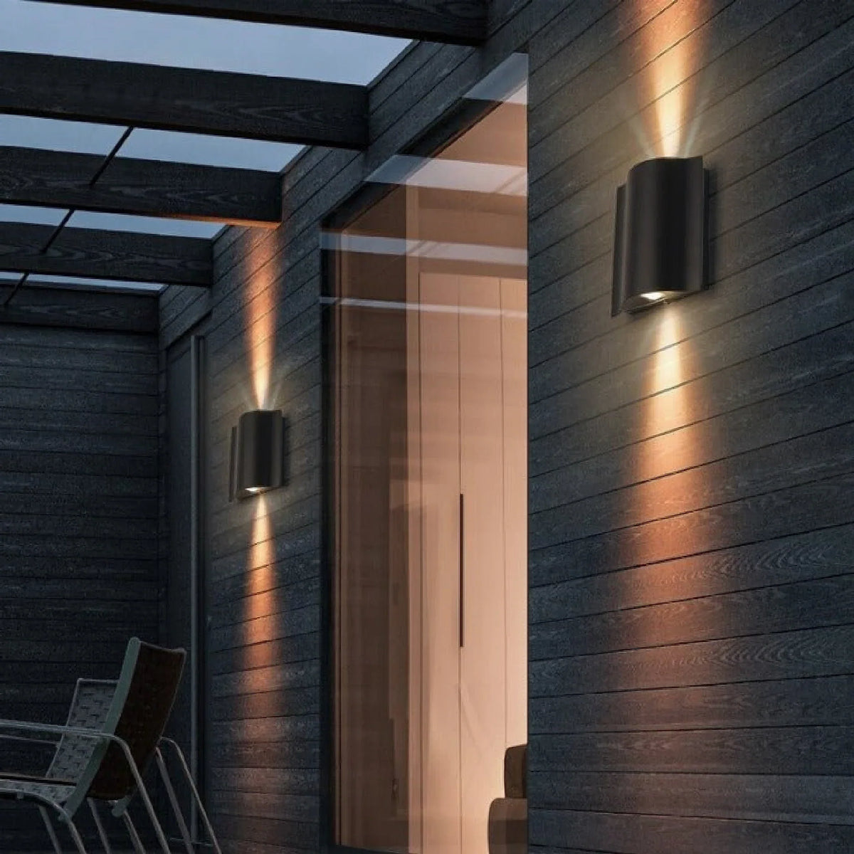 Black Outdoor LED Wall Light, Modern Aluminum Porch Lamp