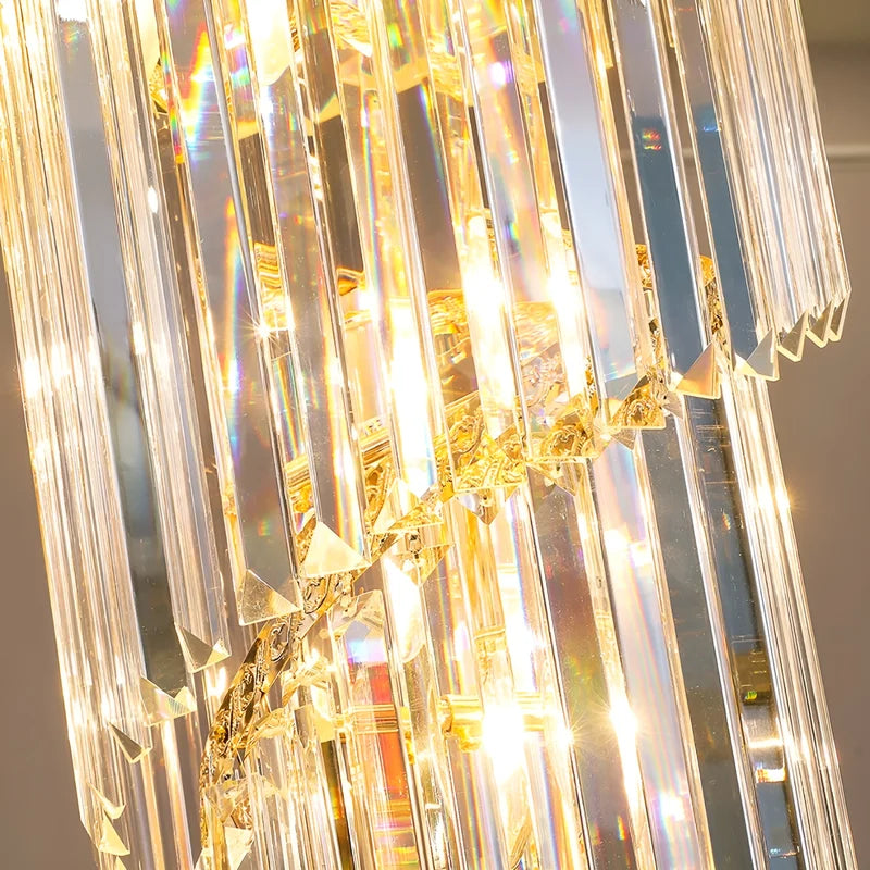 Art Deco Crystal Staircase Chandelier, Black or Gold Tiered