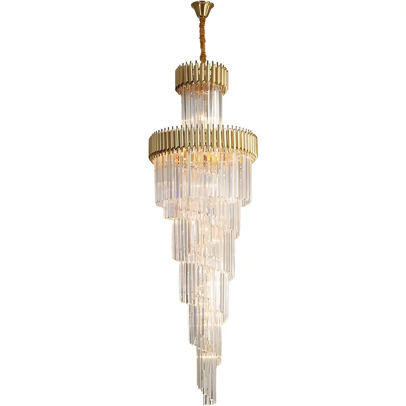 Art Deco Crystal Staircase Chandelier, Black or Gold Tiered