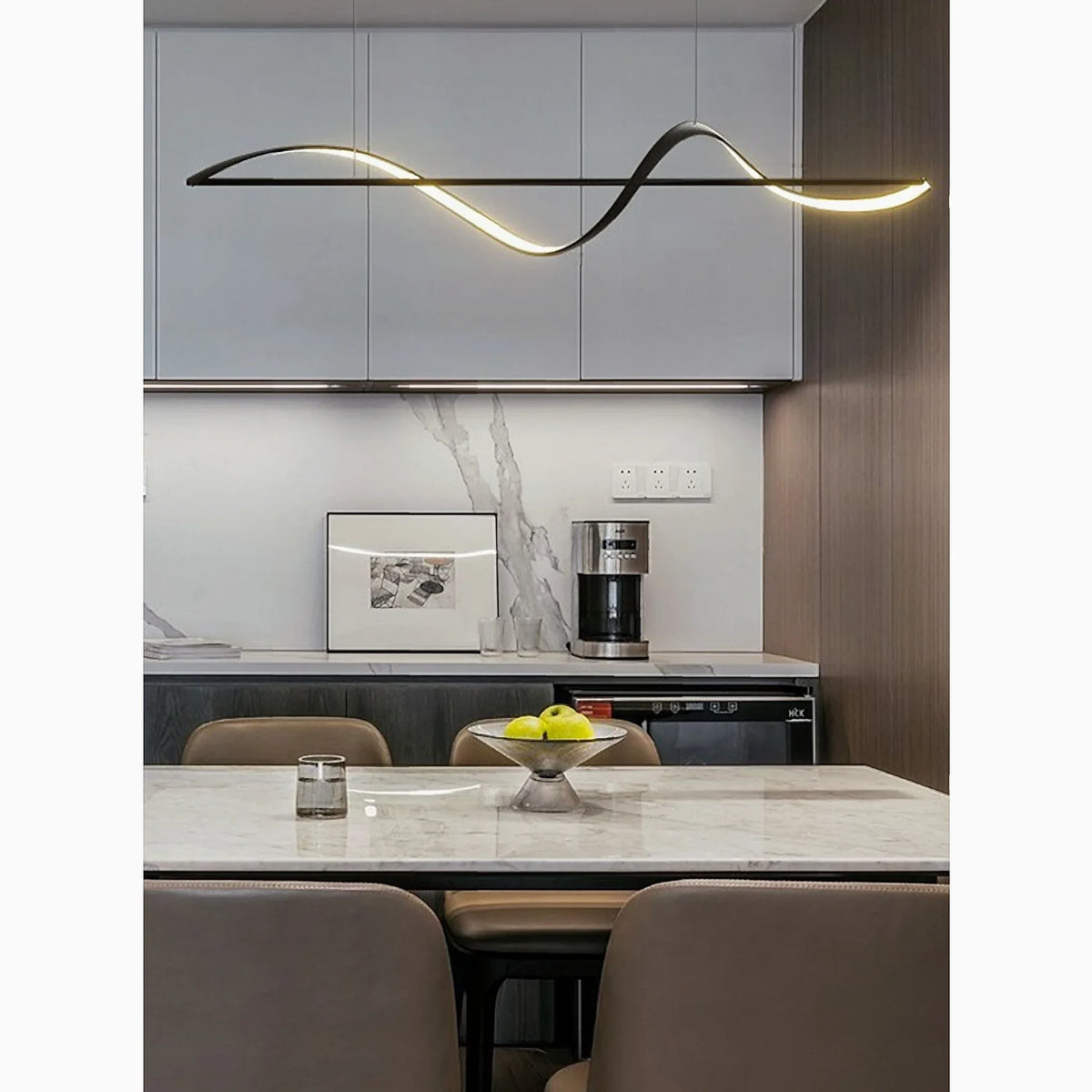 Wave LED Linear Chandelier, Minimalist Dining Room Light