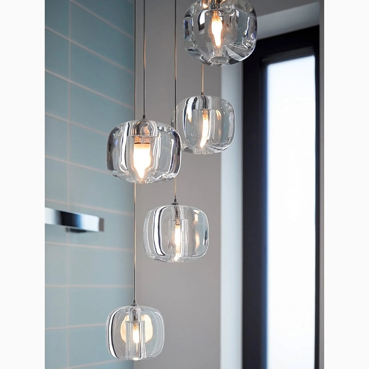Amber, Smoke and Clear Crystal Pendant Chandelier