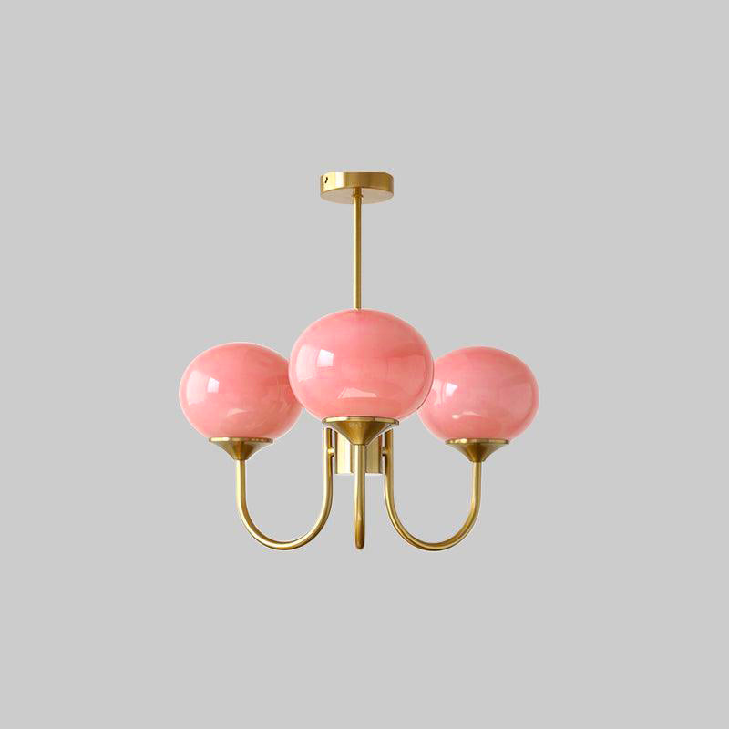 Bauhaus Pastel Globe Chandelier, Glass, Copper or Chrome