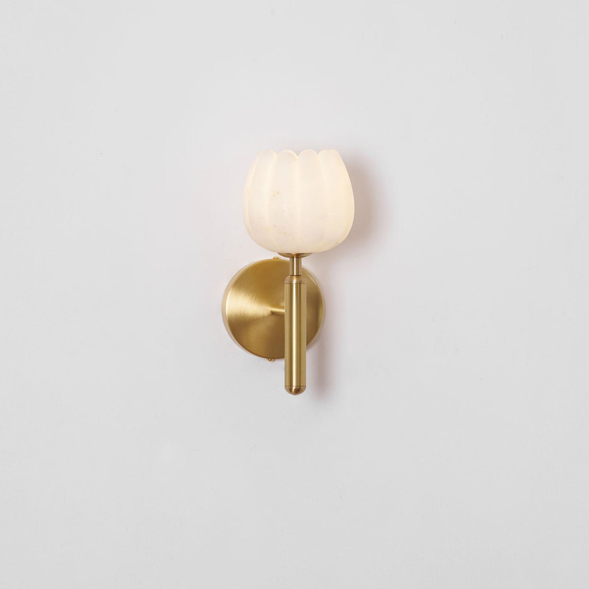 Alabaster Flower Wall Sconce, Brass or Black Bedside Light