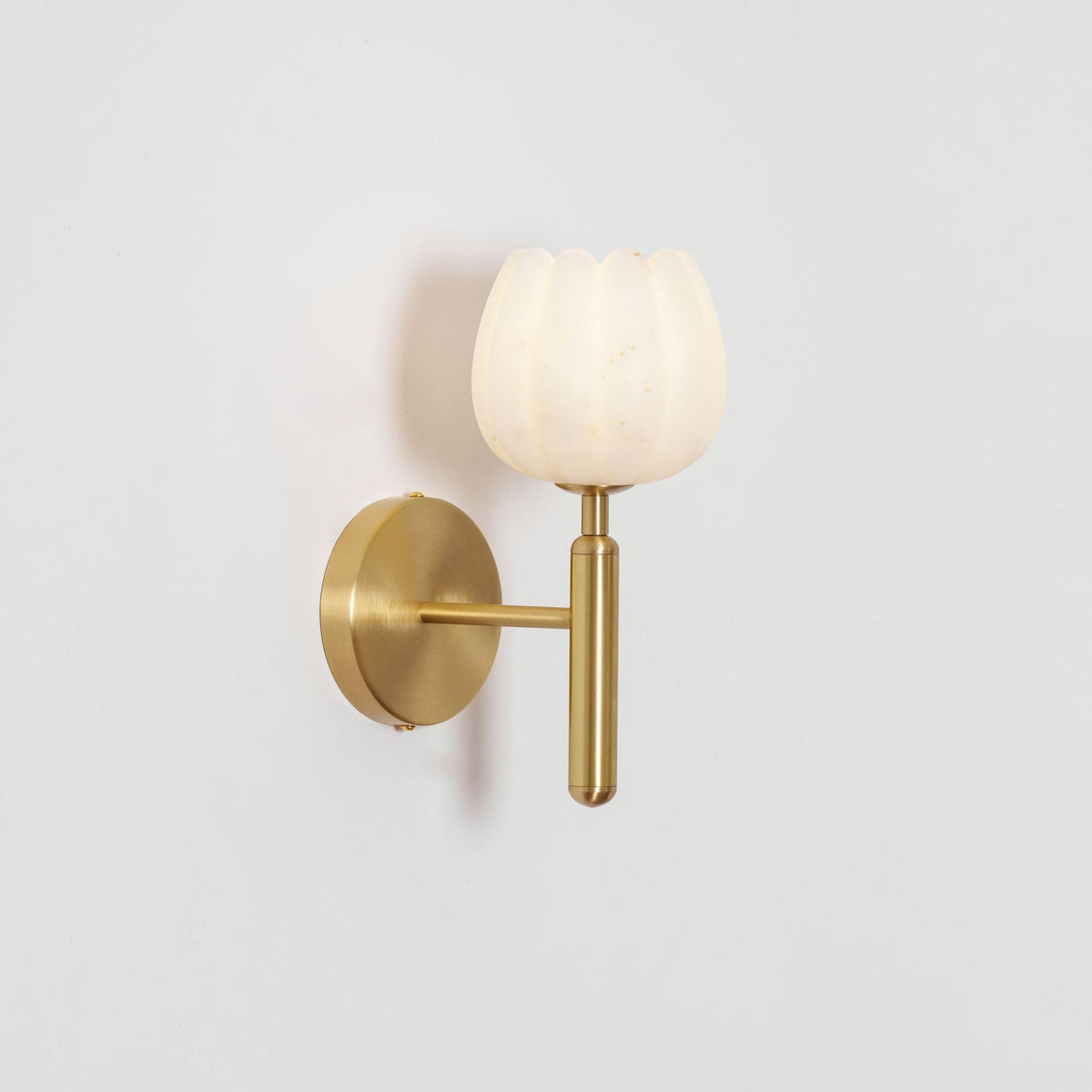 Alabaster Flower Wall Sconce, Brass or Black Bedside Light