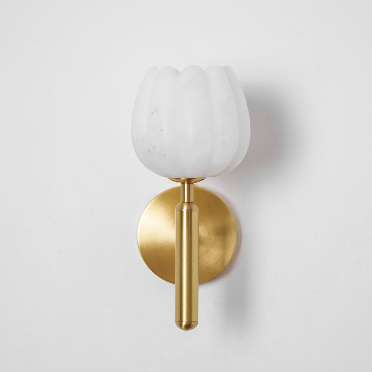 Alabaster Flower Wall Sconce, Brass or Black Bedside Light