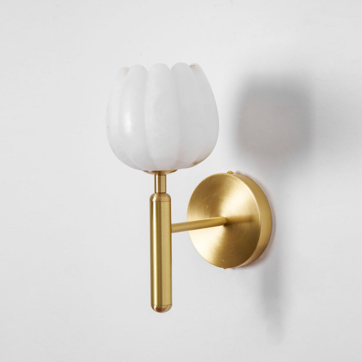 Alabaster Flower Wall Sconce, Brass or Black Bedside Light