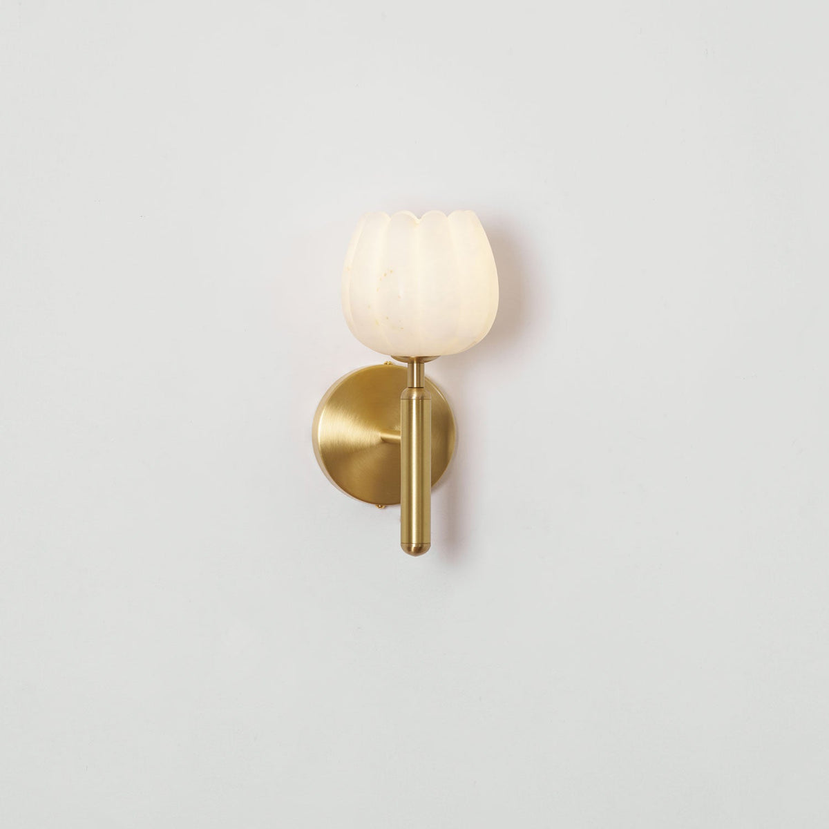 Alabaster Flower Wall Sconce, Brass or Black Bedside Light