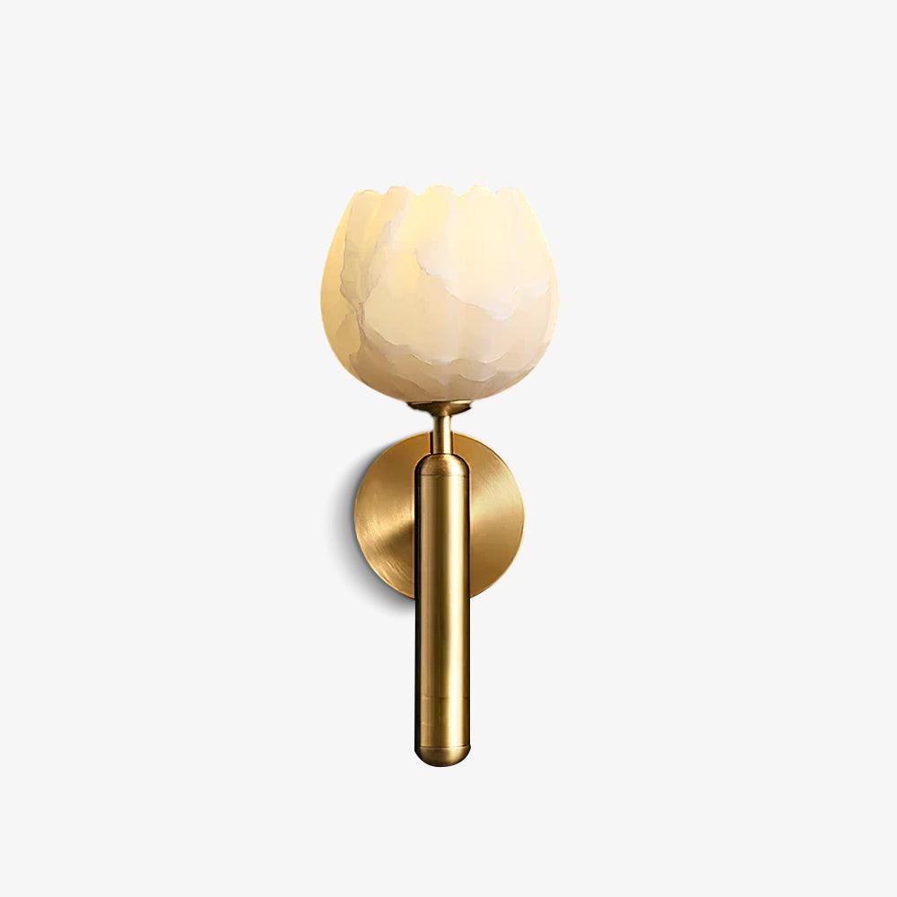 Alabaster Flower Wall Sconce, Brass or Black Bedside Light