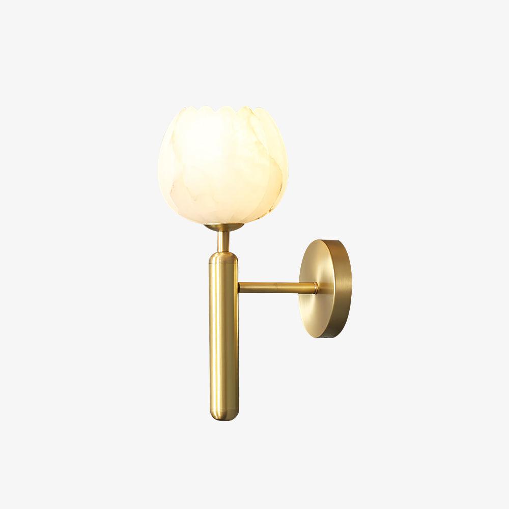 Alabaster Flower Wall Sconce, Brass or Black Bedside Light