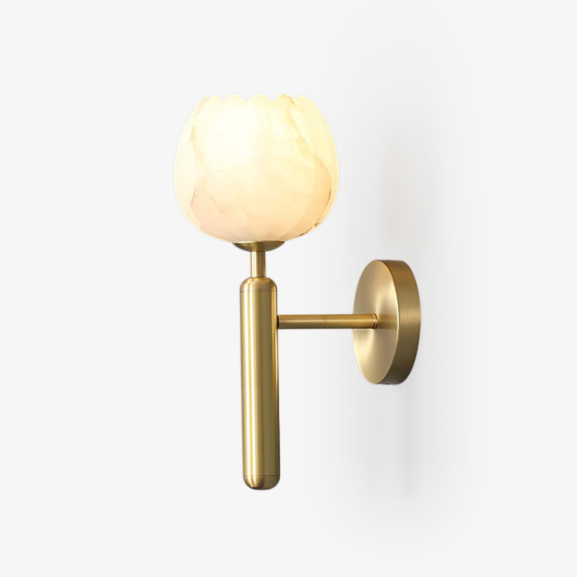 Alabaster Flower Wall Sconce, Brass or Black Bedside Light