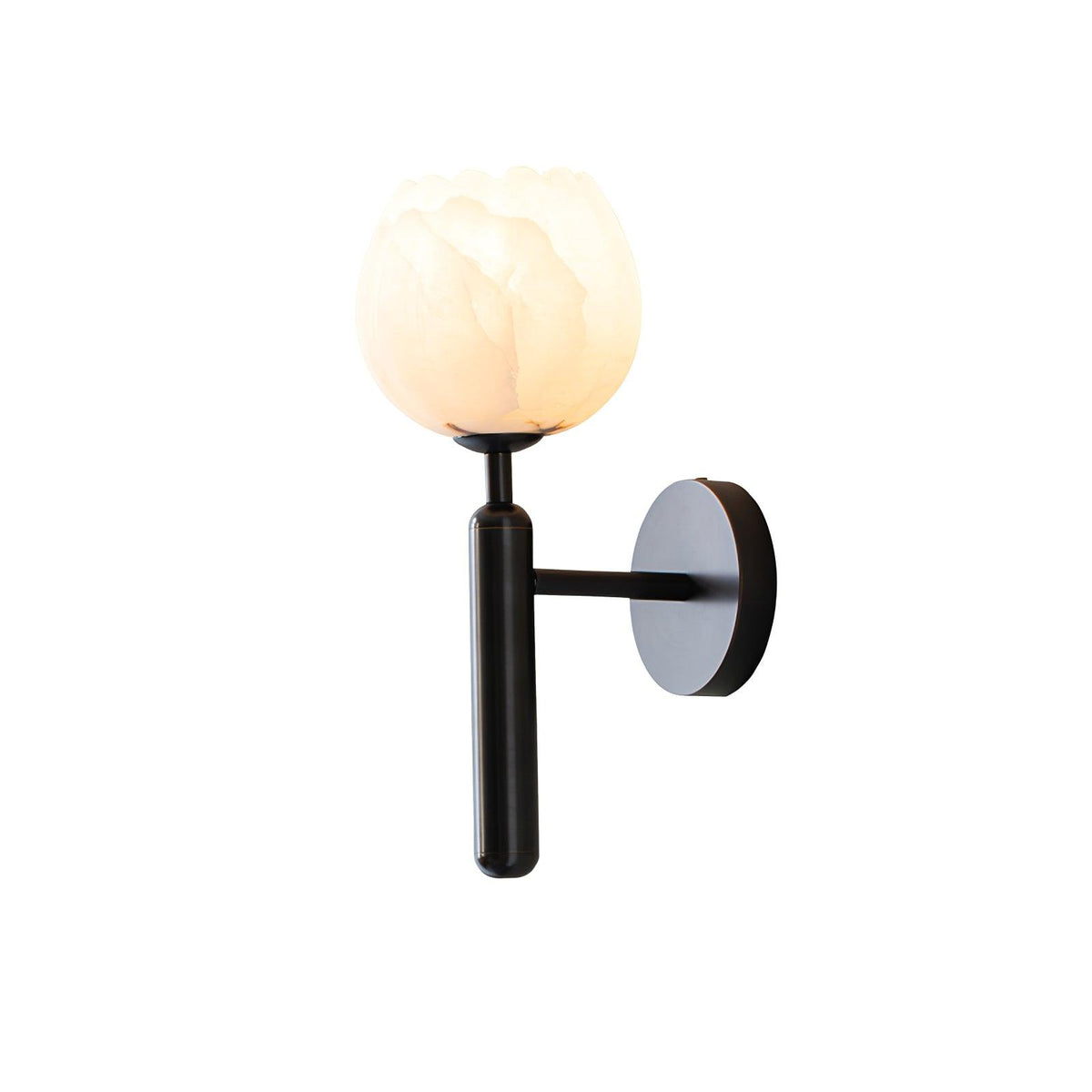 Alabaster Flower Wall Sconce, Brass or Black Bedside Light