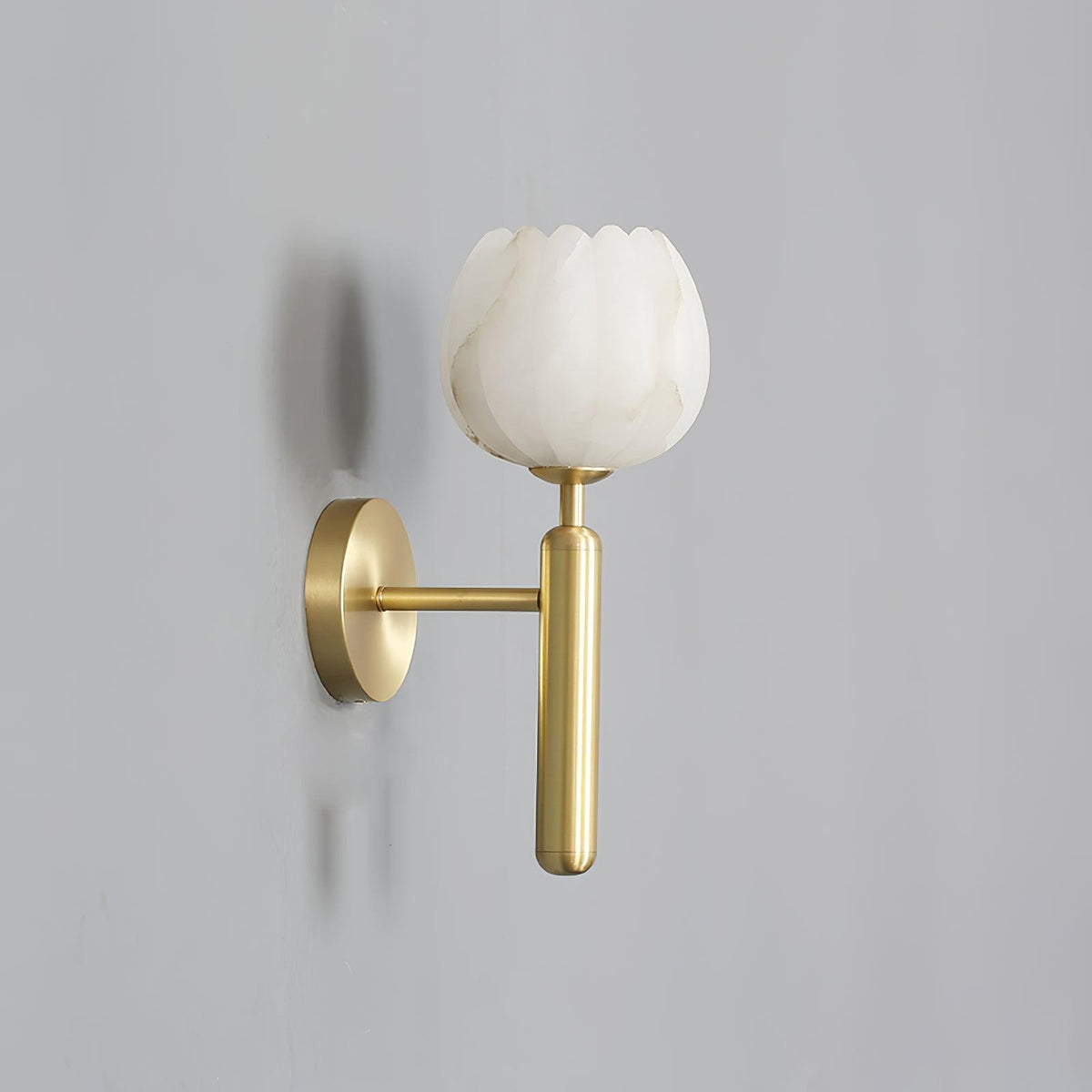 Alabaster Flower Wall Sconce, Brass or Black Bedside Light