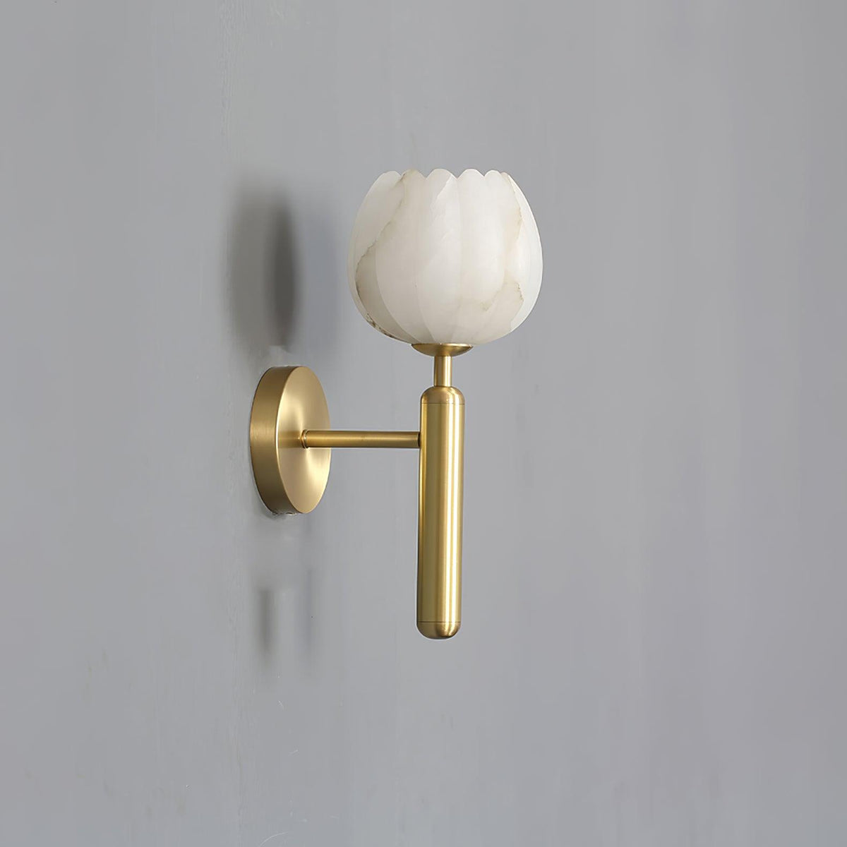 Alabaster Flower Wall Sconce, Brass or Black Bedside Light