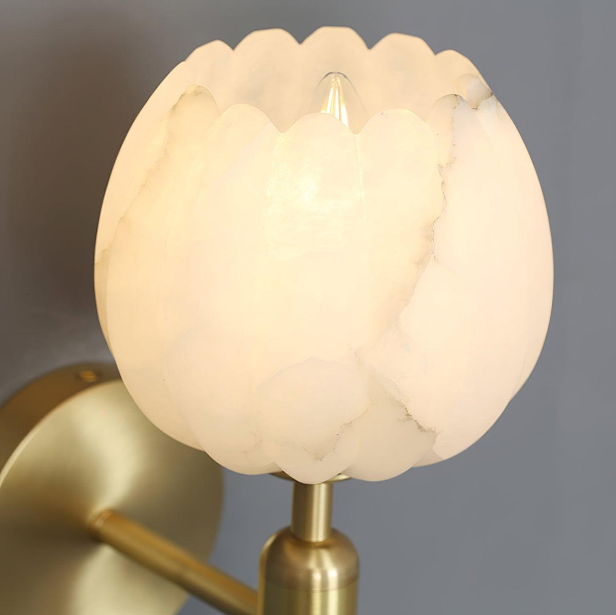 Alabaster Flower Wall Sconce, Brass or Black Bedside Light