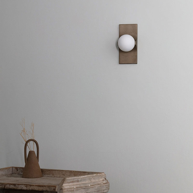Brass Alabaster Globe Wall Light, Single or Double Sconce