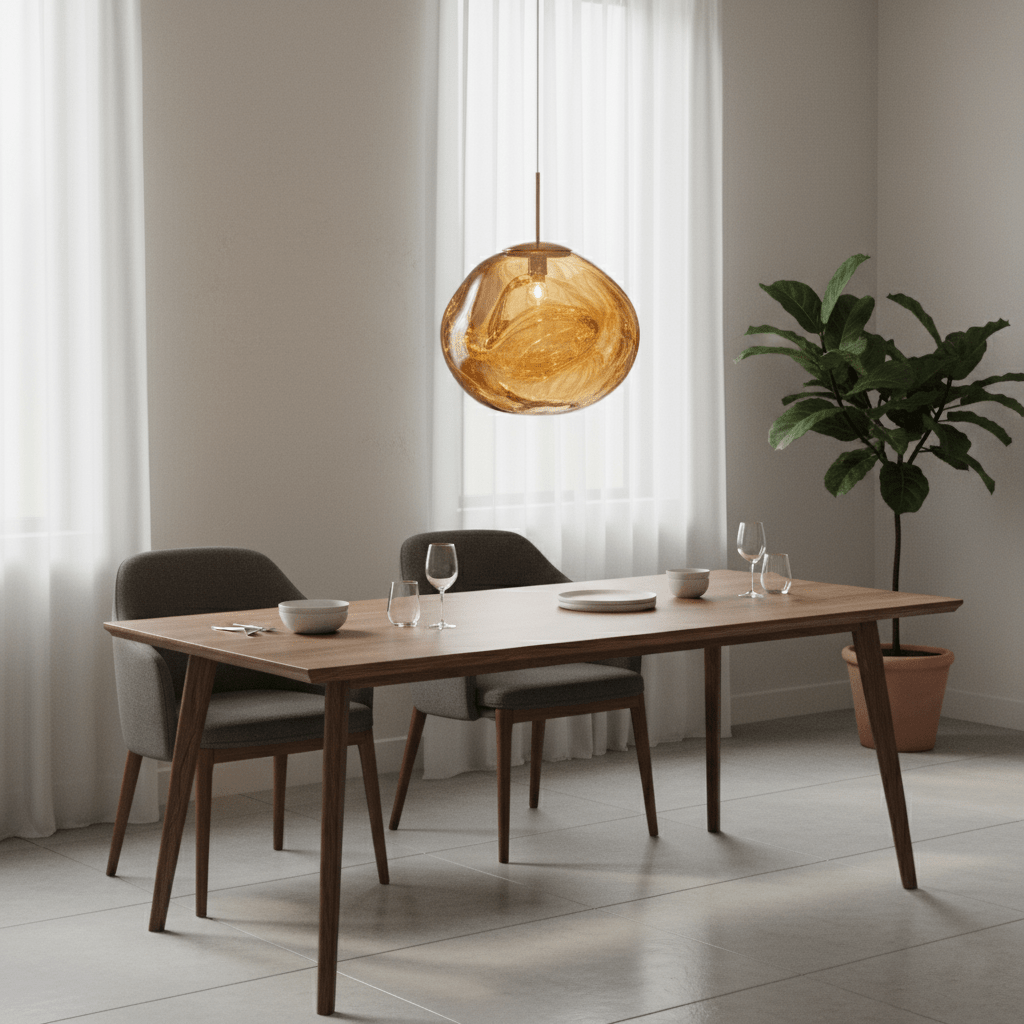 Molten Pendant Light, Mirror Effect Metallic Hanging Lamp