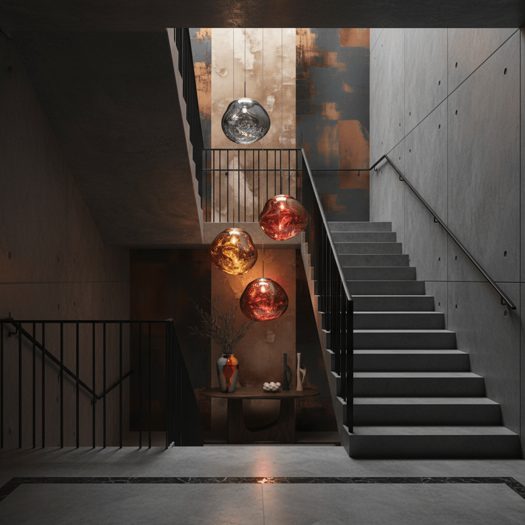 Molten Pendant Light, Mirror Effect Metallic Hanging Lamp