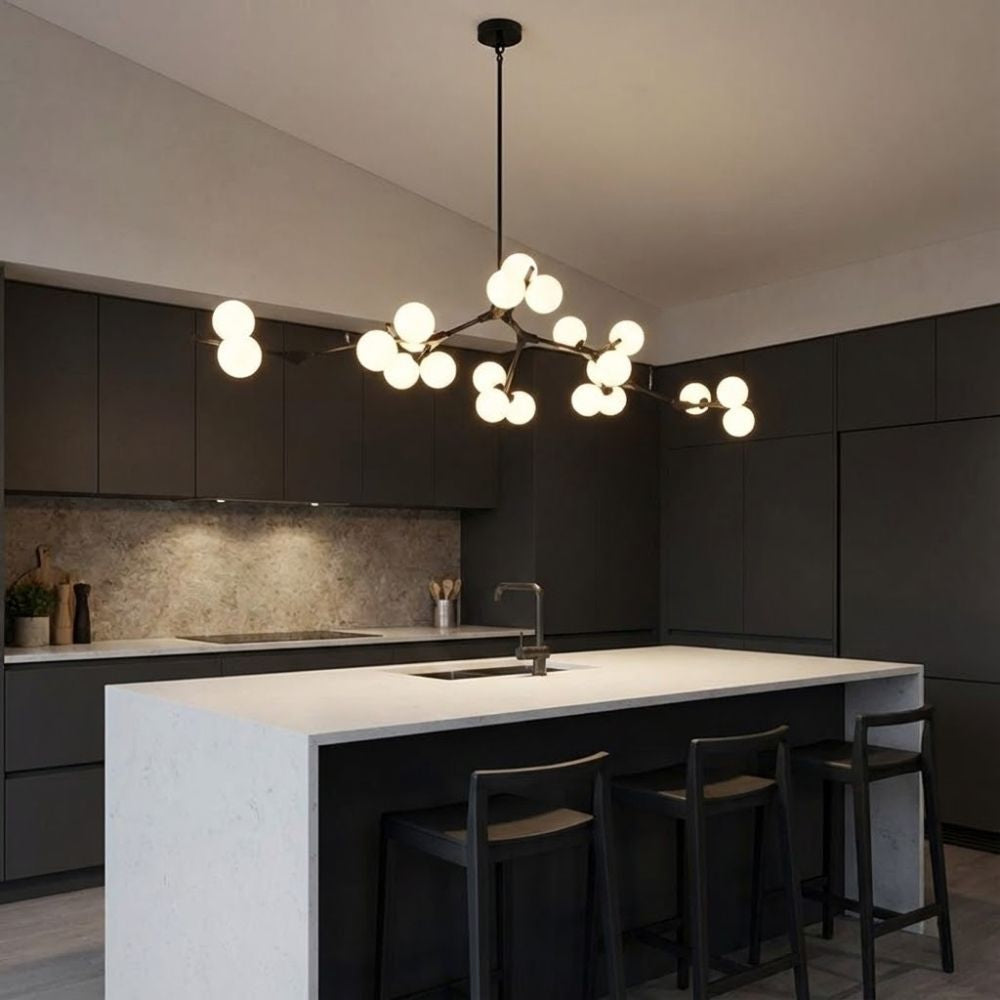 Frosted Glass Branch Chandelier, Flush Mount LED Light