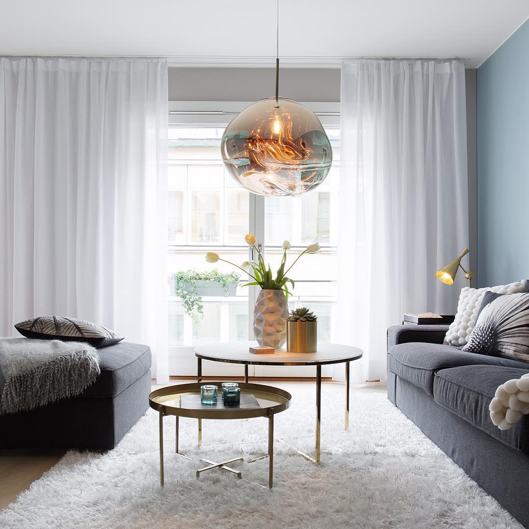 Molten Pendant Light, Mirror Effect Metallic Hanging Lamp