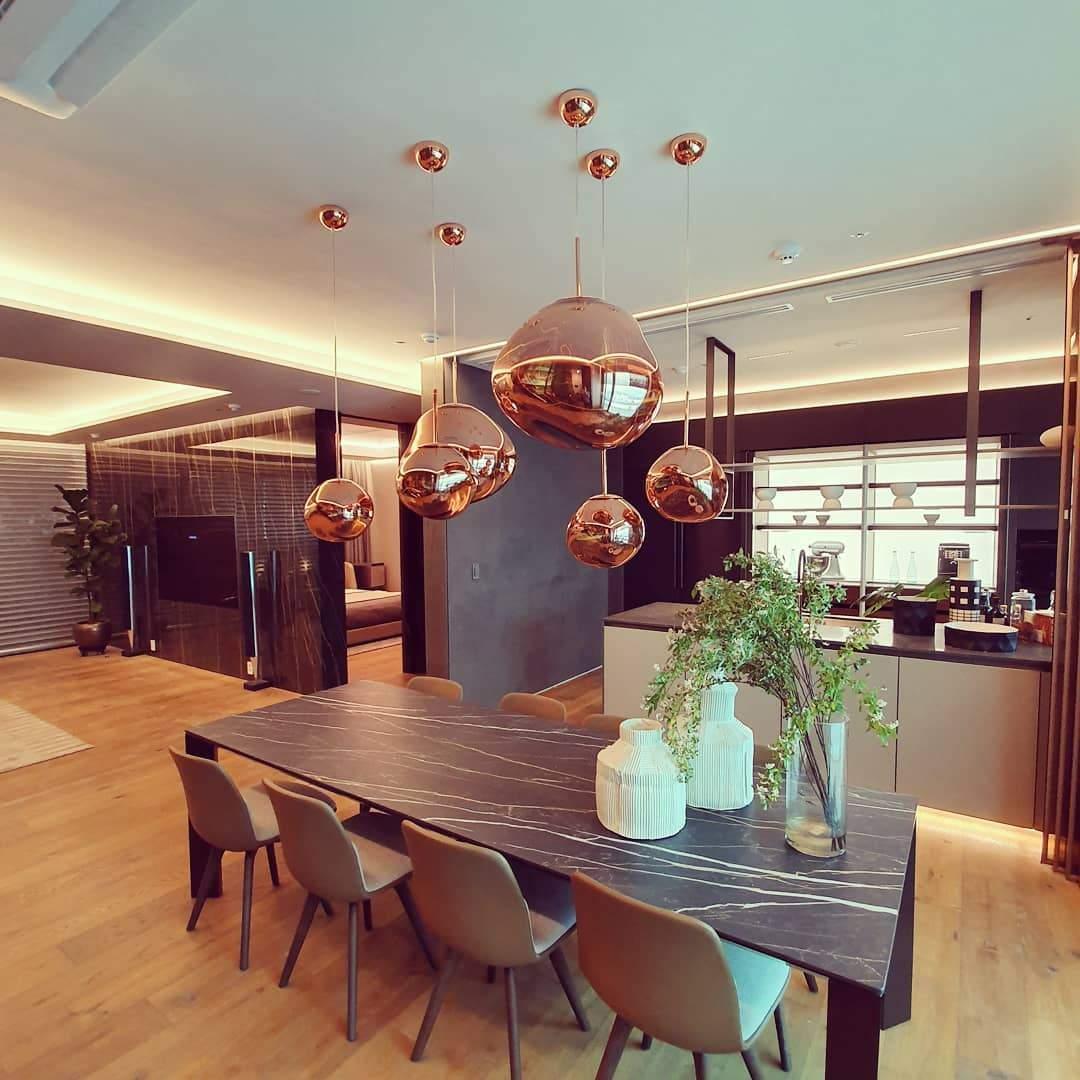 Molten Pendant Light, Mirror Effect Metallic Hanging Lamp