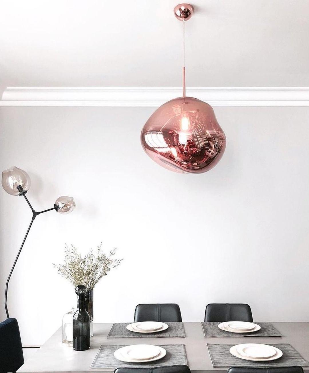 Molten Pendant Light, Mirror Effect Metallic Hanging Lamp