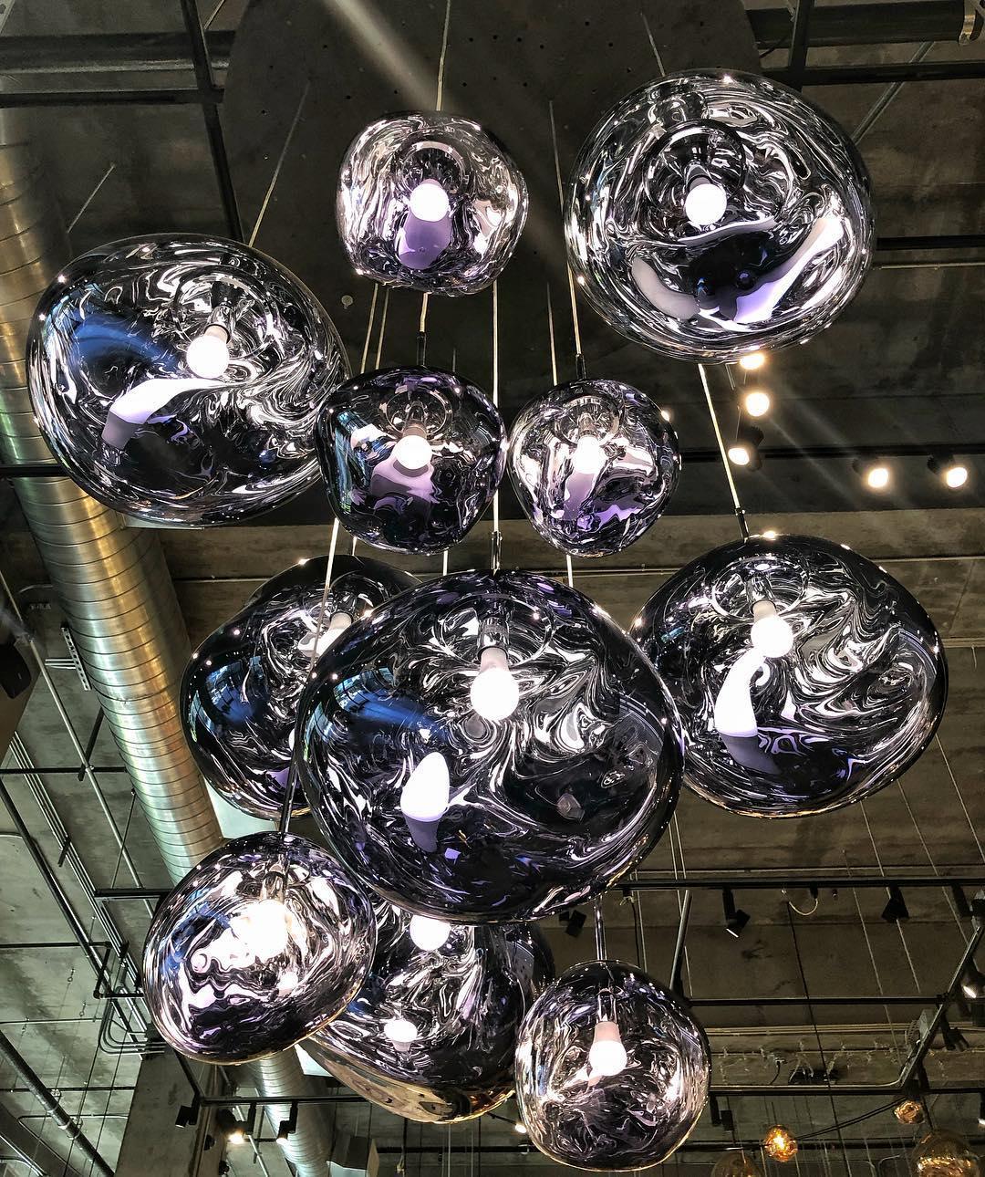 Molten Pendant Light, Mirror Effect Metallic Hanging Lamp