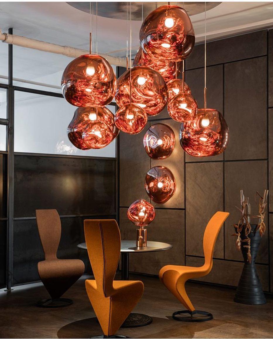 Molten Pendant Light, Mirror Effect Metallic Hanging Lamp